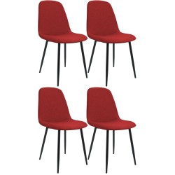Juego de 4 sillas de comedor Maryam en tela roja Juego de 4 sillas de comedor Maryam en tela roja