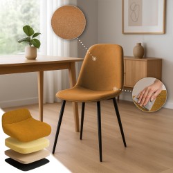 Juego de 4 sillas de comedor Maryam en tela naranja Juego de 4 sillas de comedor Maryam en tela naranja