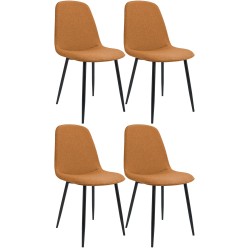 Juego de 4 sillas de comedor Maryam en tela naranja Juego de 4 sillas de comedor Maryam en tela naranja