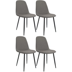 Juego de 4 sillas de comedor Maryam en tela gris claro Juego de 4 sillas de comedor Maryam en tela gris claro
