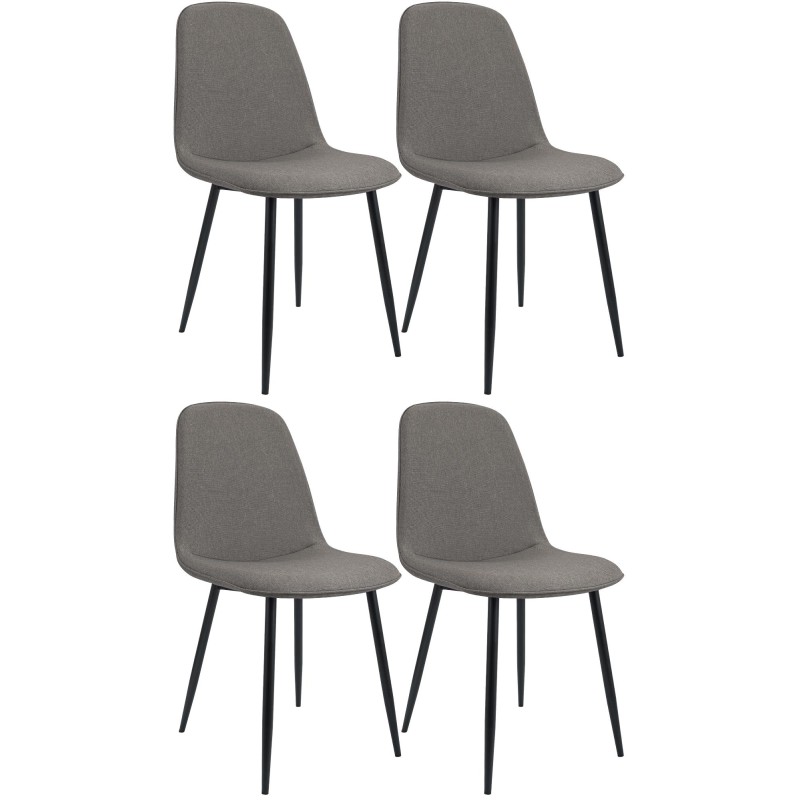 Juego de 4 sillas de comedor Maryam en tela gris claro