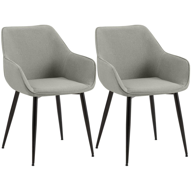 Juego de 2 sillas de comedor Luena en tela gris claro