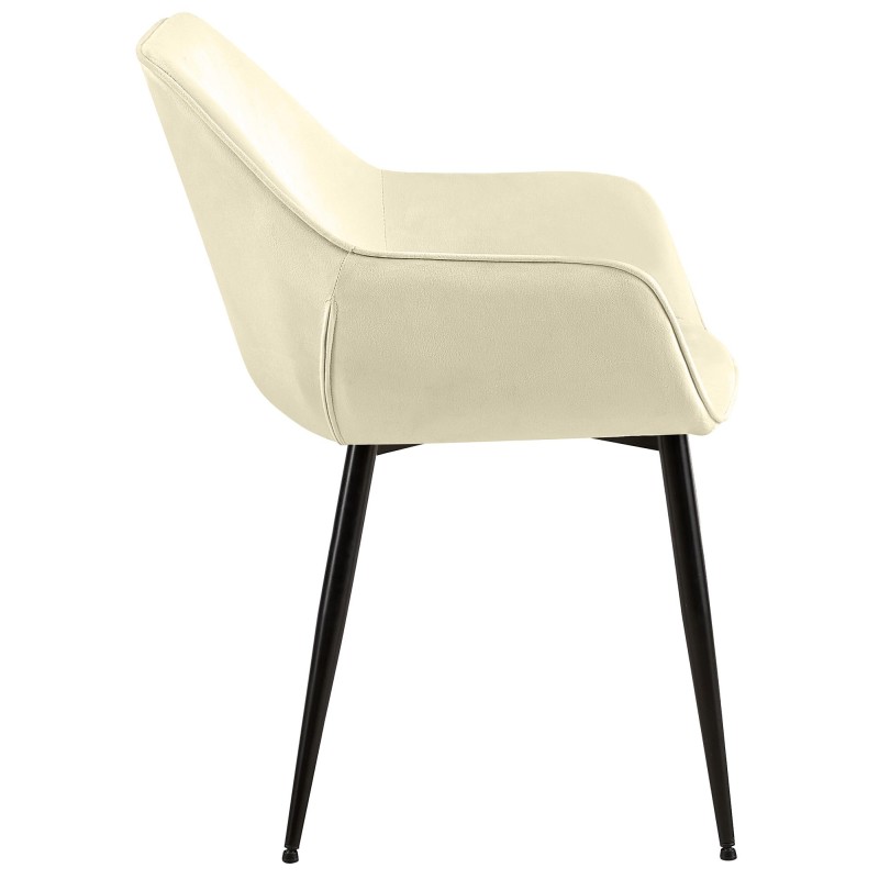 Juego de 2 sillas de comedor Luena de terciopelo crema