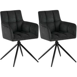 Juego de 2 sillas de comedor Jonah en tela negra