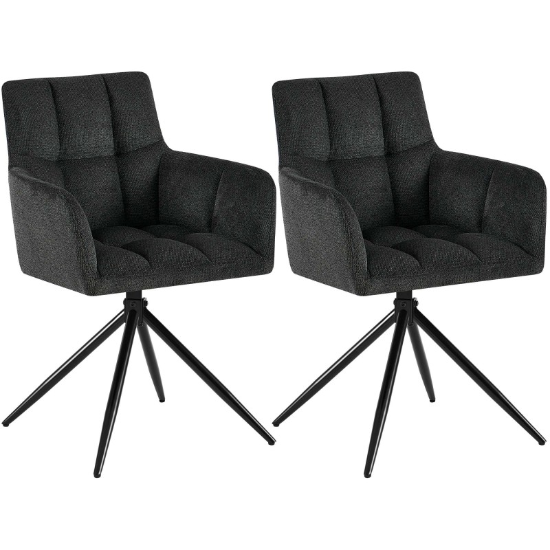 Juego de 2 sillas de comedor Jonah en tela negra Juego de 2 sillas de comedor Jonah en tela negra