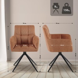 Juego de 2 sillas de comedor Jonah en tela naranja