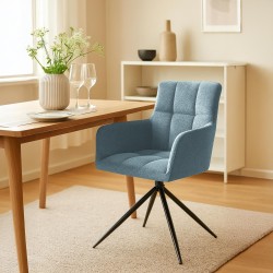 Juego de 2 sillas de comedor Jonah en tela turquesa