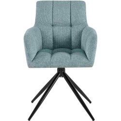 Juego de 2 sillas de comedor Jonah en tela turquesa