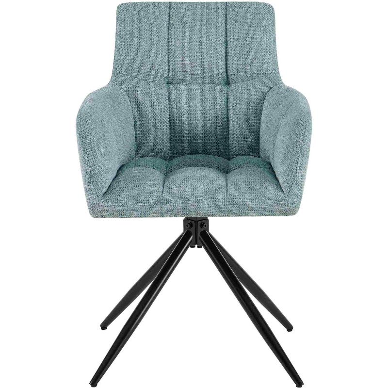Juego de 2 sillas de comedor Jonah en tela turquesa