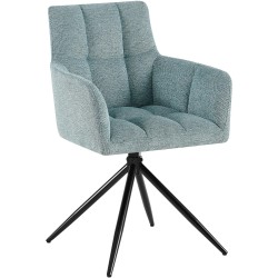 Juego de 2 sillas de comedor Jonah en tela turquesa