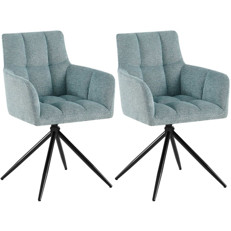 Juego de 2 sillas de comedor Jonah en tela turquesa
