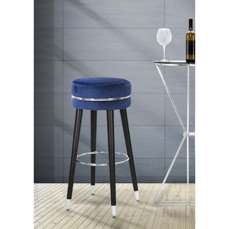 TABURETE DE BAR AZUL PARIS/PLATA CM Ø 35X74