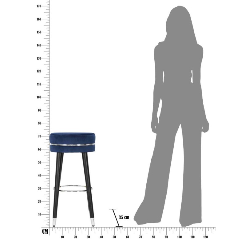 TABURETE DE BAR AZUL PARIS/PLATA CM Ø 35X74