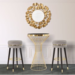 TABURETE DE BAR PARIS GRIS/DORADO CM Ø 35X74 TABURETE DE BAR PARIS GRIS/DORADO CM Ø 35X74