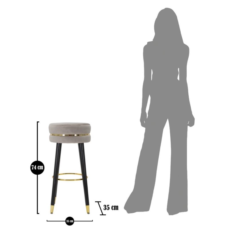 TABURETE DE BAR PARIS GRIS/DORADO CM Ø 35X74