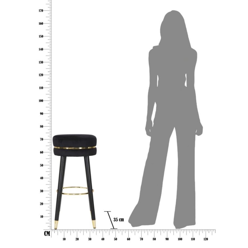 TABURETE DE BAR PARIS NEGRO/ORO CM Ø 35X74