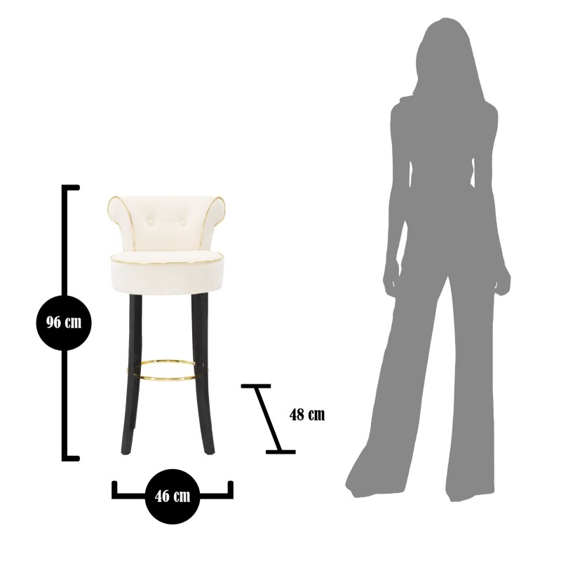 TABURETE DE BAR LUXY CREMA CM 46X48X96