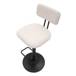 Taburete de bar elevable blanco claro 41 x 47,5 x 85-106,5 cm (asiento 61-83 cm) juego de 2