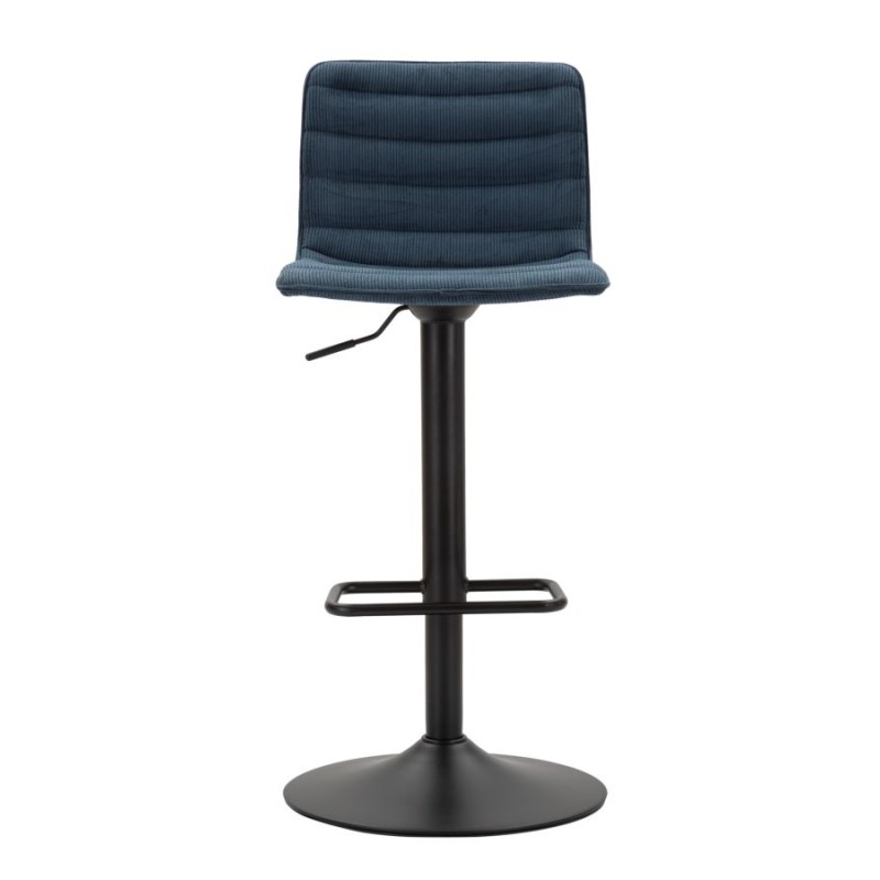 Taburete de bar alto elevable en azul marino, dimensiones: 43 x 49,5 x 85,5-107 cm (asiento: 61-82,5 cm), juego de 2 piezas
