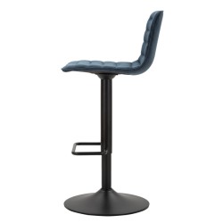 Taburete de bar alto elevable en azul marino, dimensiones: 43 x 49,5 x 85,5-107 cm (asiento: 61-82,5 cm), juego de 2 piezas