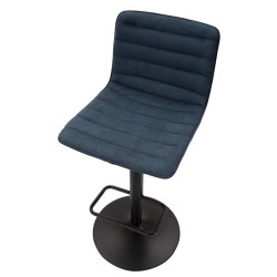 Taburete de bar alto elevable en azul marino, dimensiones: 43 x 49,5 x 85,5-107 cm (asiento: 61-82,5 cm), juego de 2 piezas