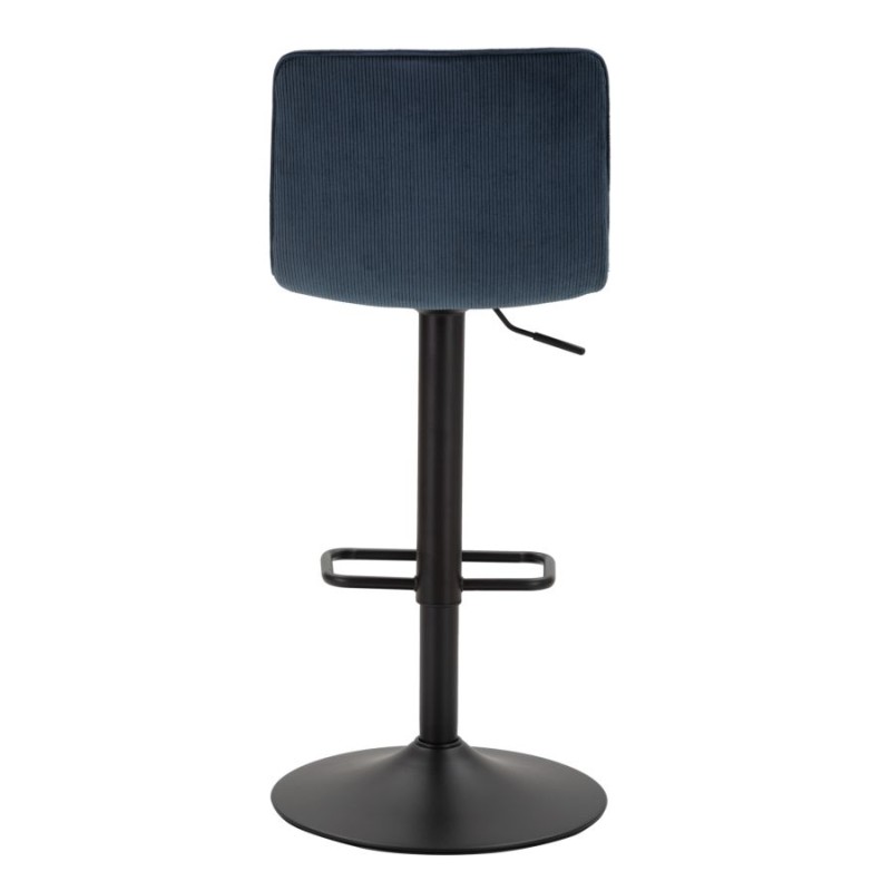 Taburete de bar alto elevable en azul marino, dimensiones: 43 x 49,5 x 85,5-107 cm (asiento: 61-82,5 cm), juego de 2 piezas