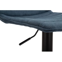 Taburete de bar alto elevable en azul marino, dimensiones: 43 x 49,5 x 85,5-107 cm (asiento: 61-82,5 cm), juego de 2 piezas