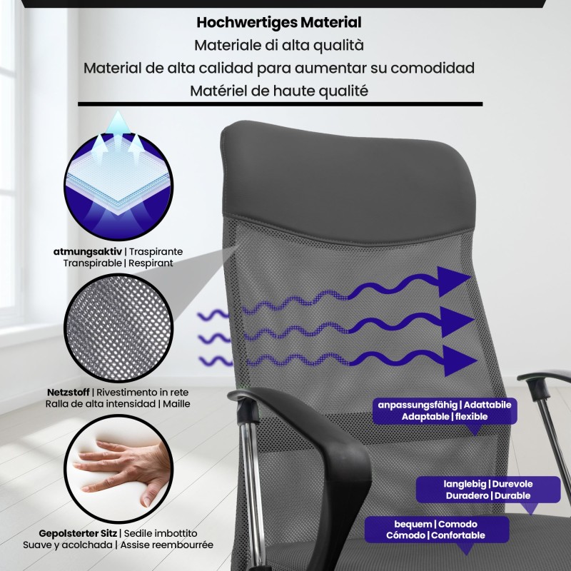 Silla de oficina gris Washington