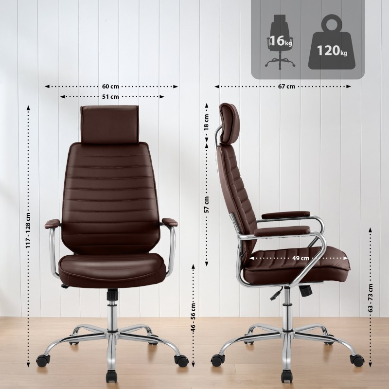 Silla de oficina Rako color rojo burdeos