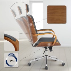 Silla de oficina Dayton de nogal y color negro