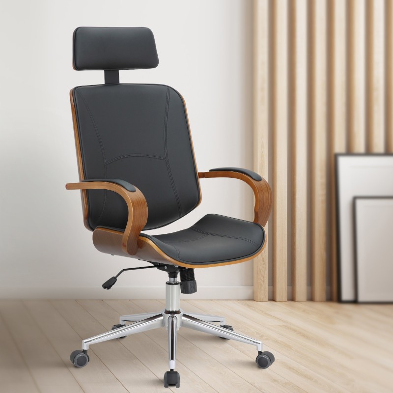 Silla de oficina Dayton de nogal y color negro