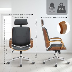 Silla de oficina Dayton de nogal y color negro Silla de oficina Dayton de nogal y color negro