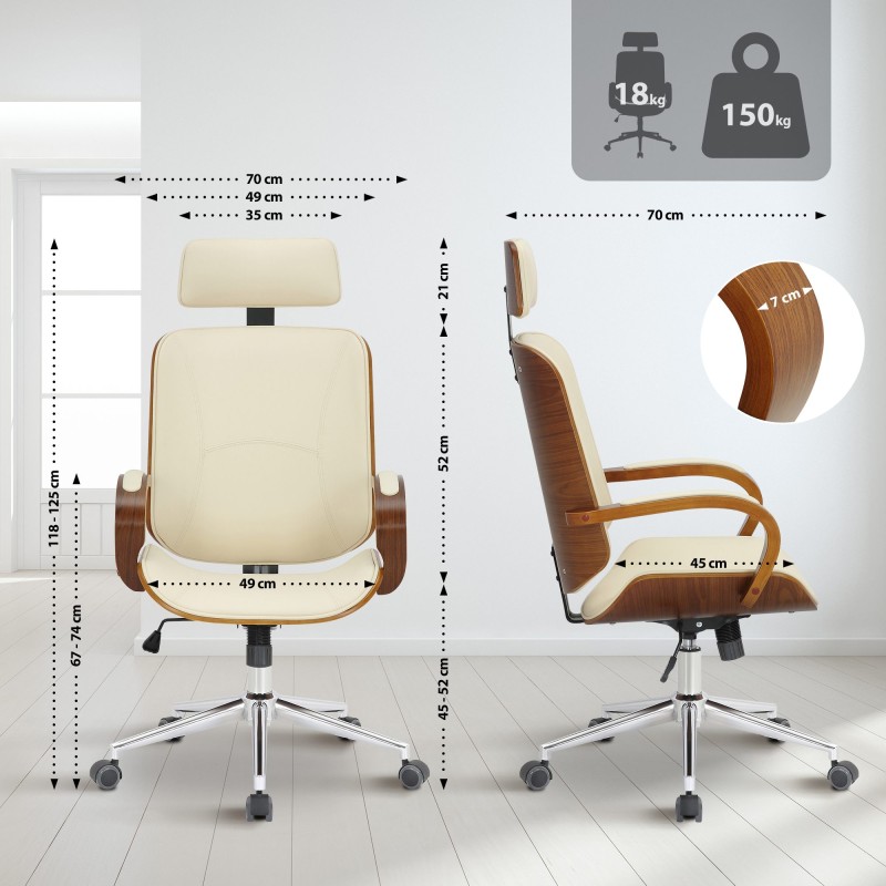 Silla de oficina Dayton en nogal/crema Silla de oficina Dayton en nogal/crema