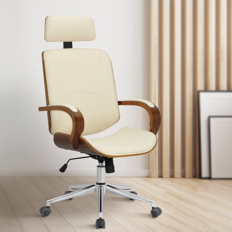 Silla de oficina Dayton en nogal/crema