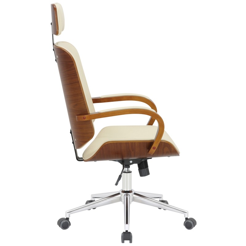 Silla de oficina Dayton en nogal/crema