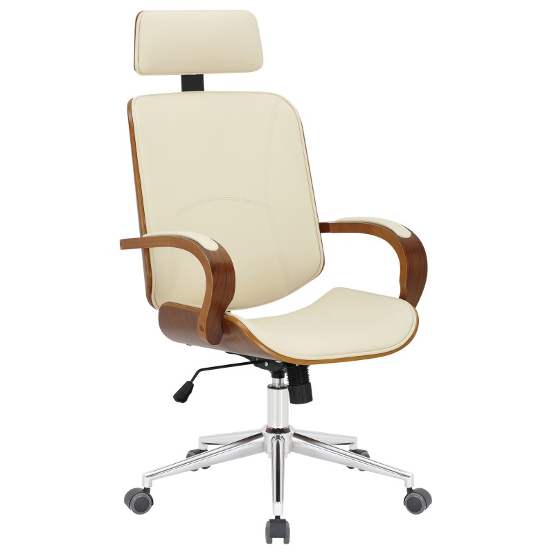 Silla de oficina Dayton en nogal/crema