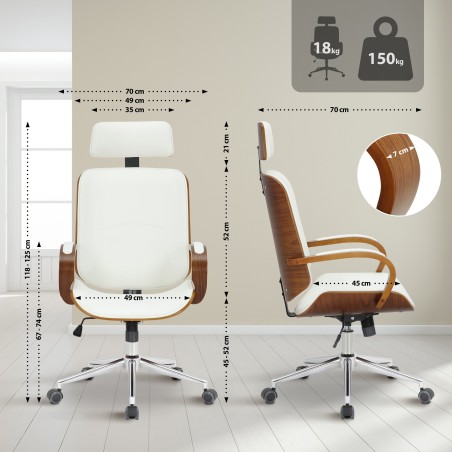 Silla de oficina Dayton nogal/blanco