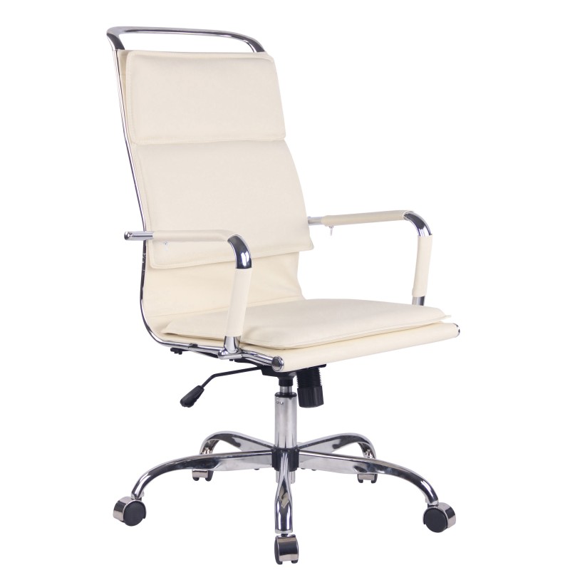 Silla de oficina Bedford en piel sintética color crema
