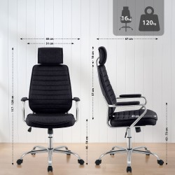 Silla de oficina Rako en tela negra