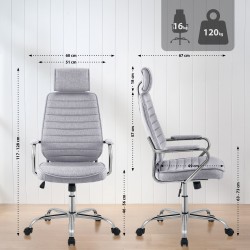 Silla de oficina Rako en tela gris claro Silla de oficina Rako en tela gris claro