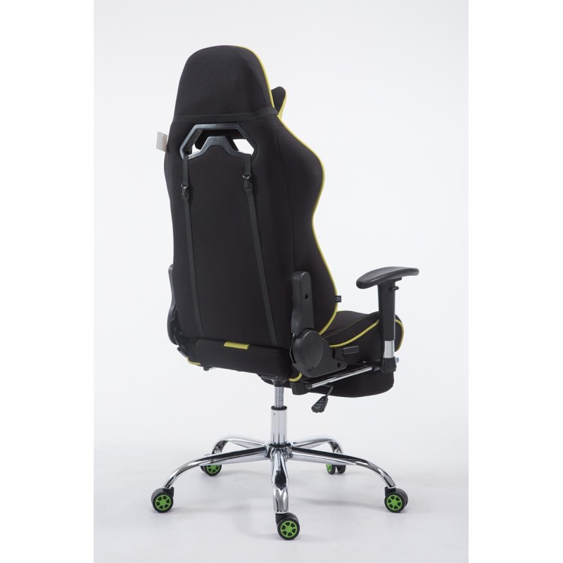 Silla de oficina de tela Racing Limit con reposapiés en negro/verde