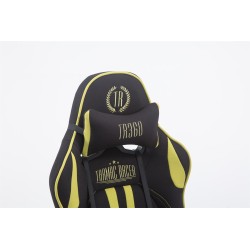 Silla de oficina de tela Racing Limit con reposapiés en negro/verde