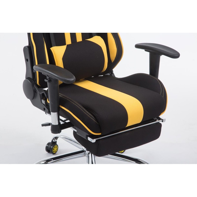 Silla de oficina de tela Racing Limit con reposapiés negro/amarillo