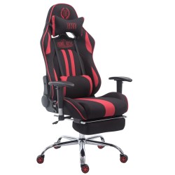 Silla de oficina de tela Racing Limit con reposapiés en negro/rojo