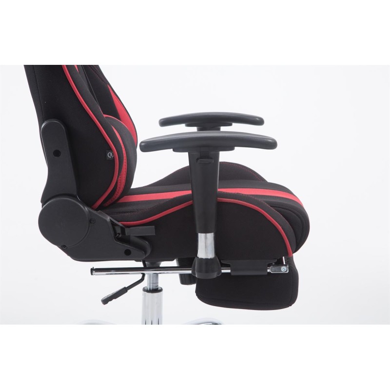 Silla de oficina de tela Racing Limit con reposapiés en negro/rojo