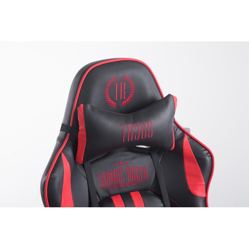 Silla de oficina Limit Racing con reposapiés, color negro y rojo