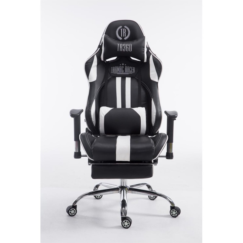 Silla de oficina Limit Racing con reposapiés, color negro y blanco