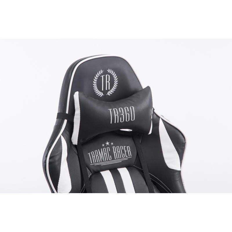 Silla de oficina Limit Racing con reposapiés, color negro y blanco