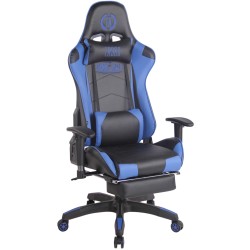 Silla de oficina Turbo Racing con reposapiés negra/azul