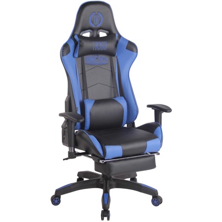 Silla de oficina Turbo Racing con reposapiés negra/azul